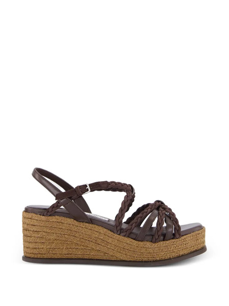  Jimmy Choo Nyra Braided-leather Wedge-heel Sandals - Brown 