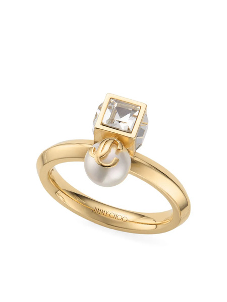  Jimmy Choo Pearl Cube Ring - Gold 