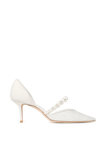  Jimmy Choo Pearl Lace Pointed Pumps - White 