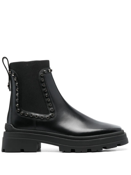  Jimmy Choo Veronique Crystal-embellished Leather Boots - Black 