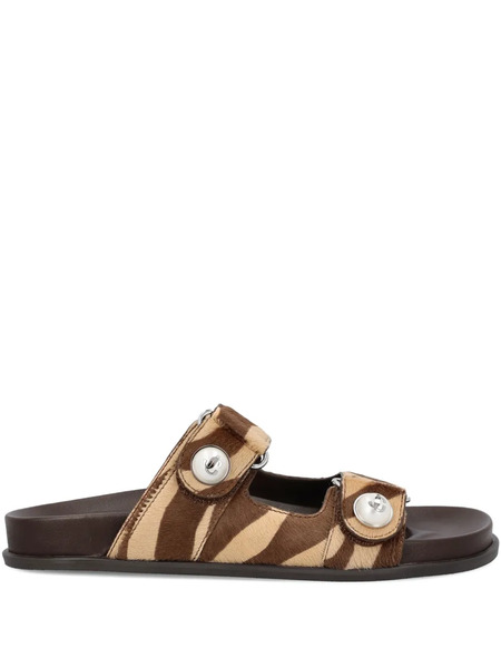  Jimmy Choo Zebra-print Button-detail Sandals - Brown 