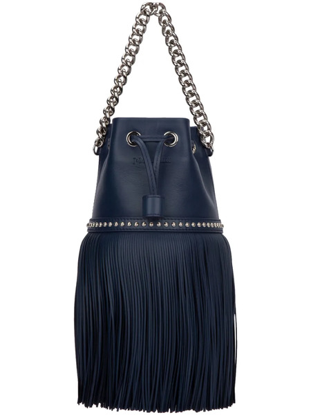  J&m Davidson Carnival Fringed Studded Bucket Bag - Blue 