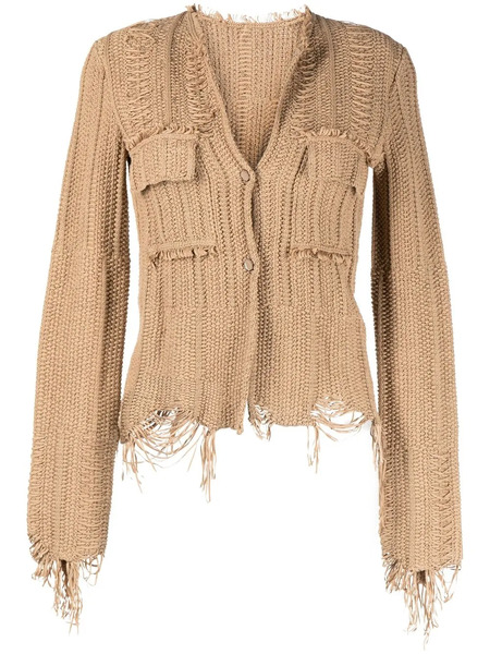  Jnby Cropped Button-up Cardigan - Brown 