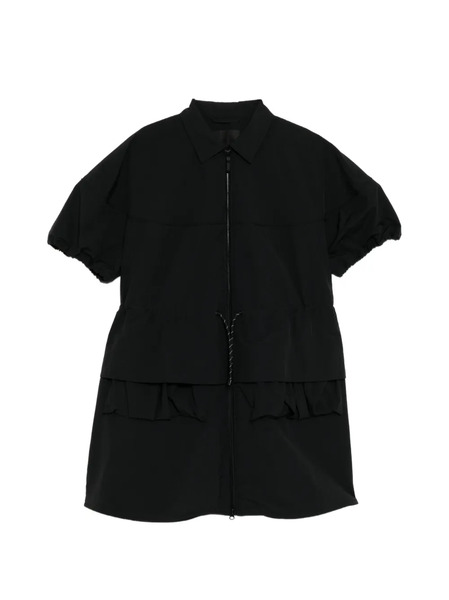  Jnby Drawstring Puff-sleeve Dress - Black 