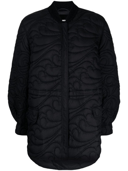  Jnby Drawstring-waist Quilted Jacket - Black 