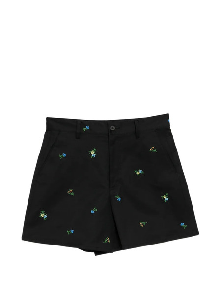  Jnby Embroidered Rolled-hem Shorts - Black 