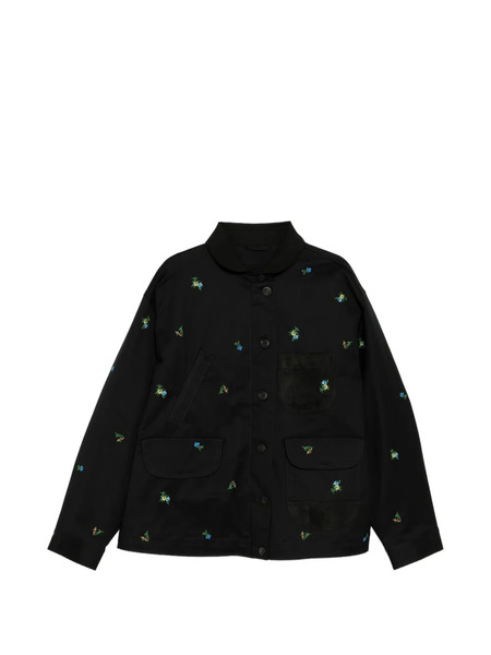  Jnby Floral-embroidered Long-sleeve Jacket - Black 