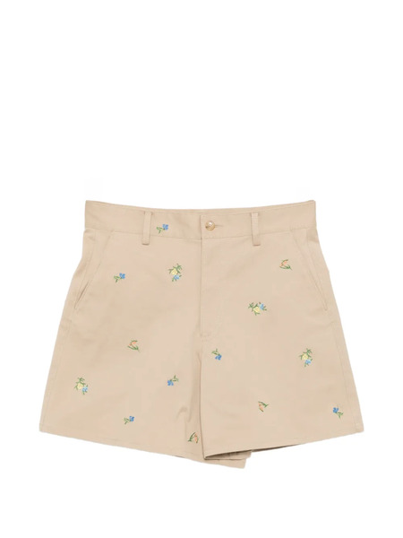  Jnby Floral-embroidered Shorts - Neutrals 