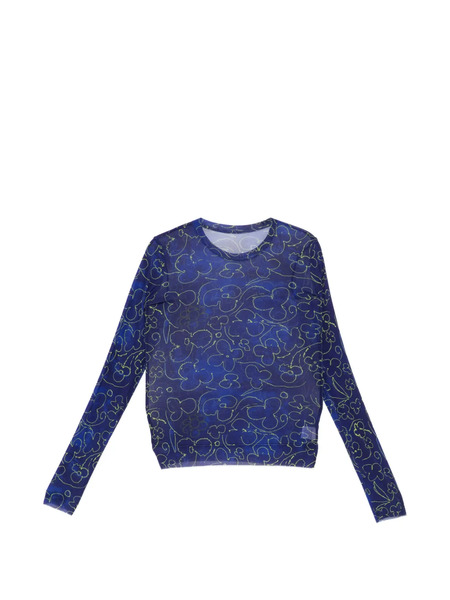  Jnby Floral Fitted Long Sleeves T-shirt - Blue 