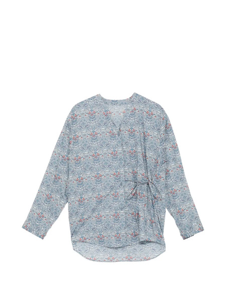  Jnby Floral V-neckline Blouse - Blue 
