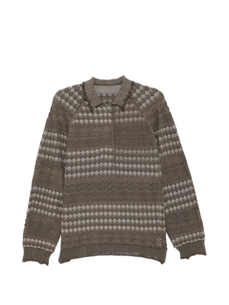  Jnby Geometric-print Sweater - Brown 