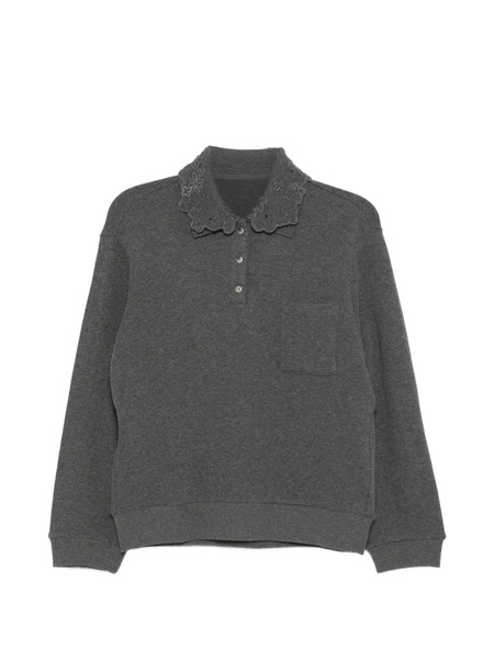  Jnby Lace-collar Sweater - Grey 