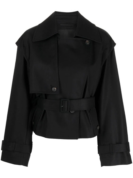  Jnby Open-back Cropped Trench Coat - Black 