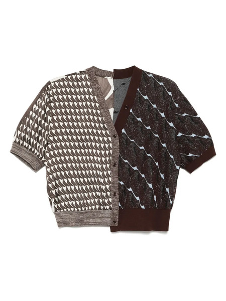  Jnby Panelled Cardigan - Brown 