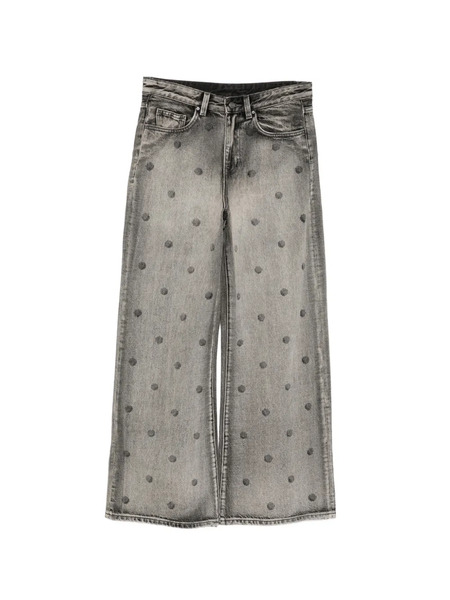  Jnby Polka-dot Wide-leg Jeans - Grey 