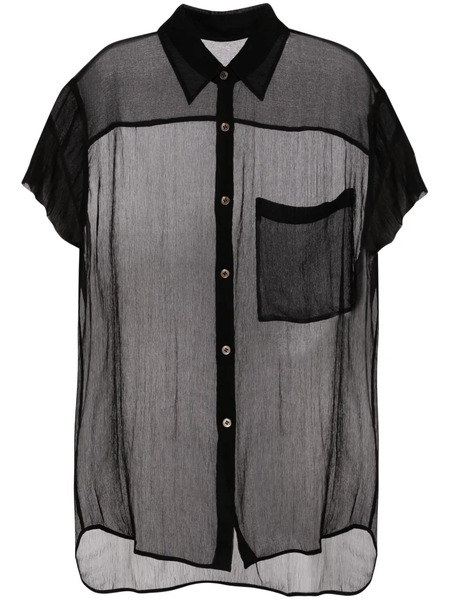  Jnby Semi-sheer Silk Blouse - Black 