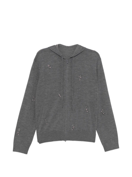  Jnby Tassel Knitted Hoodie - Grey 