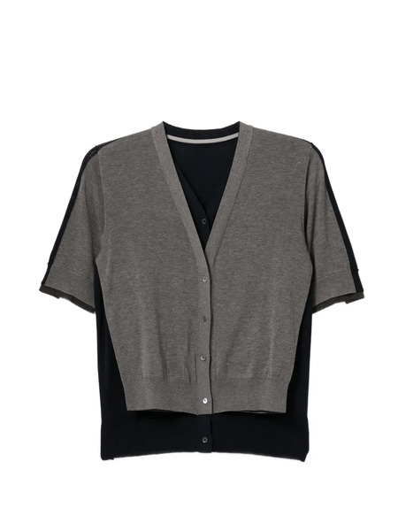  Jnby V-neck Layered Cardigan - Grey 