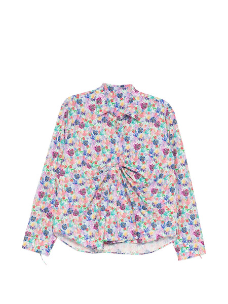 Jnby Watercolor Print Drape Blouse - White 