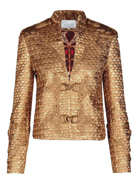  Johanna Ortiz Boldness Scale-pattern Knot-detail Jacket - Gold 