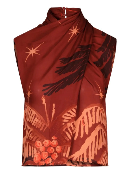  Johanna Ortiz Imaginative Draped Printed Top - Red 