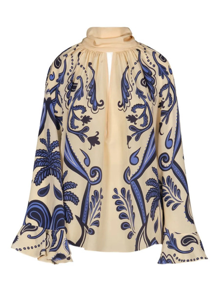  Johanna Ortiz Ritmo Sol Ruffled Printed Blouse - Neutrals 