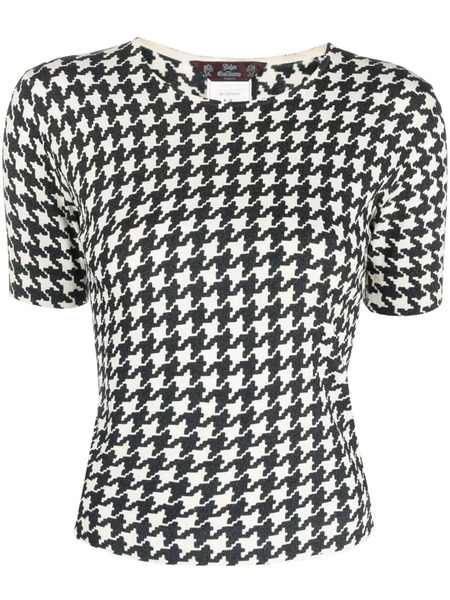  John Galliano Pre-owned 1990s Houndstooth Print Short-sleeved Top - Black 
