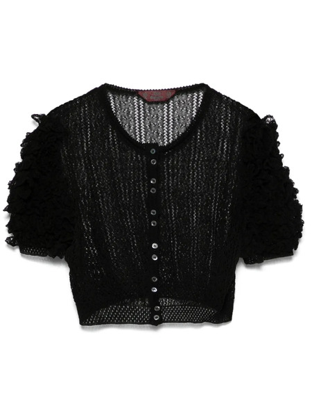  John Galliano Pre-owned 1990s Ruffle-sleeves Crop Top - Black 