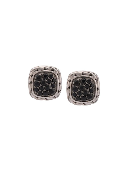  John Hardy Carved Chain Sapphire Stud Earrings - Silver 