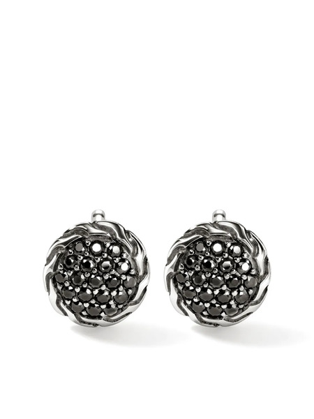  John Hardy Carved Chain Sapphire Stud Earrings - Silver 