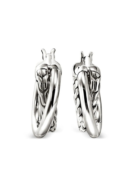  John Hardy Jh Essential Crossover Hoop Earrings - Silver 