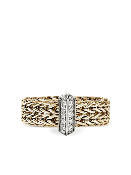  John Hardy 14k Yellow Gold Icon Link Bar Diamond Ring 