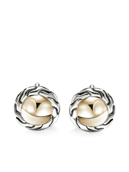  John Hardy 14kt Yellow Gold Essential Stud Earrings - Silver 