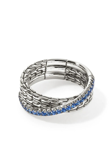  John Hardy Sterling Silver Jh Essential Crossover Diamond Ring 