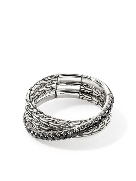  John Hardy Sterling Silver Jh Essential Crossover Sapphire Ring 
