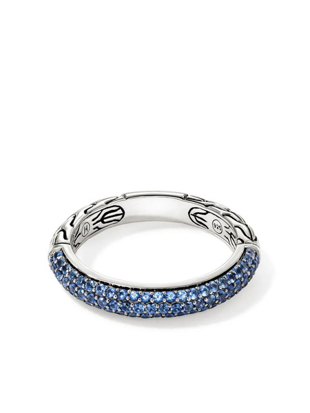  John Hardy Sterling Silver Jh Essential Sapphire Band Ring 