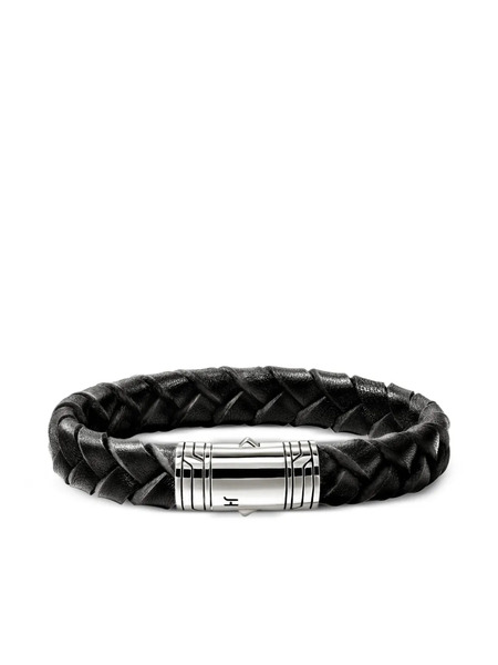  John Hardy Sterling Silver Leather Braided Bracelet 