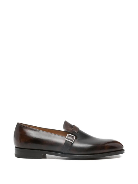  John Lobb Buckle Strap Leather Loafers - Brown 