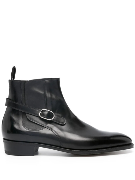 John Lobb Side-buckle Polished Leather Boots - Black 