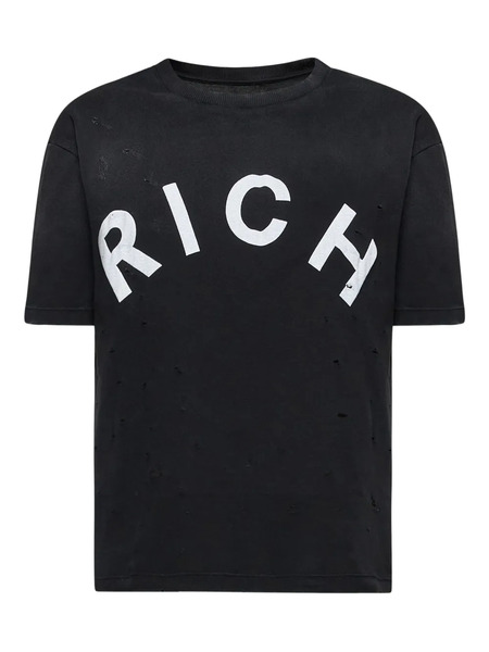  John Richmond Distressed Cotton T-shirt - Black 