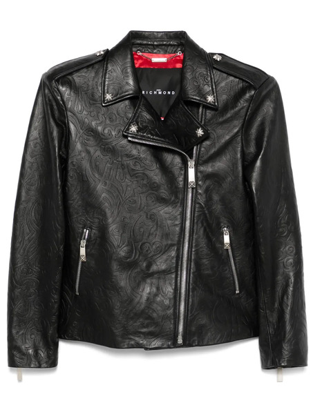  John Richmond Embossed Biker Jacket - Black 