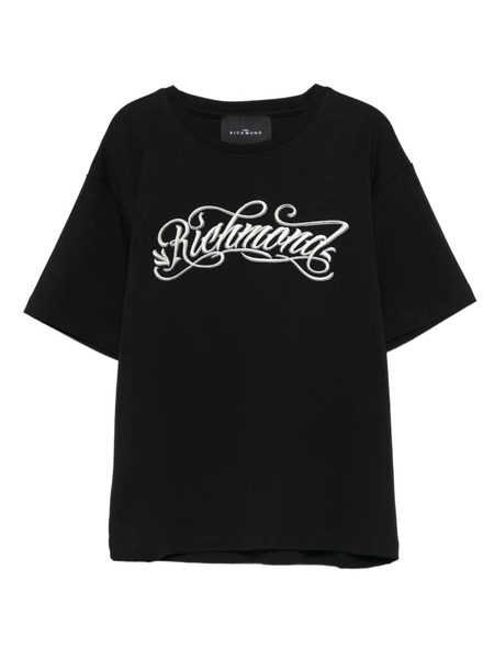  John Richmond Junior Embroidered-script T-shirt - Black 
