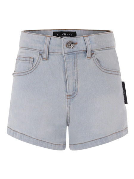  John Richmond Junior Logo-print Denim Shorts - Blue 