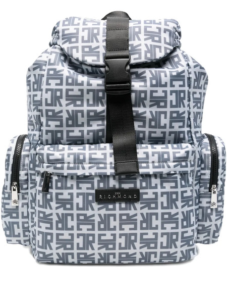  John Richmond Junior Monogram-pattern Backpack - Grey 