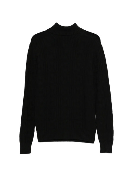  John Richmond Rollneck Patterned Sweater - Black 