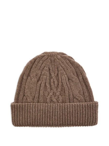  John Smedley Cable-knit Beanie Hat - Brown 
