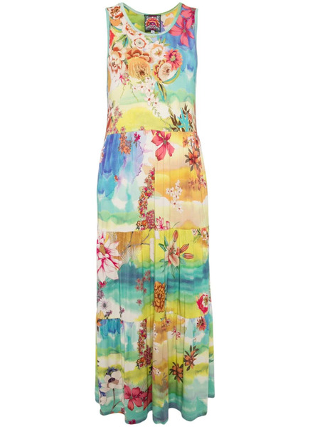  Johnny Was Mix-print Tiered Dress - Blue 