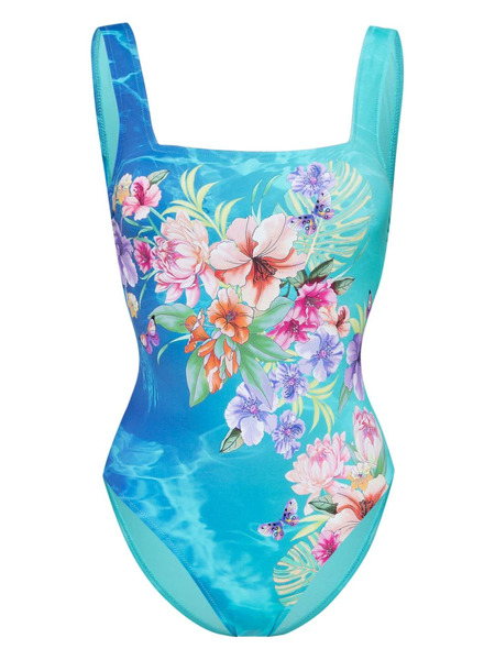  Johnny Was Water Tropic Square-neck Swimsuit - Blue 