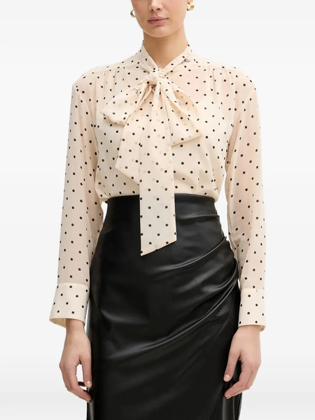  Joop! Bo Polka-dot Tie Blouse - Neutrals 