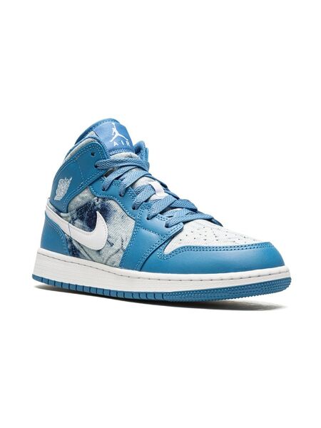  Jordan Kids Air Jordan 1 Mid washed Denim Sneakers - Blue 